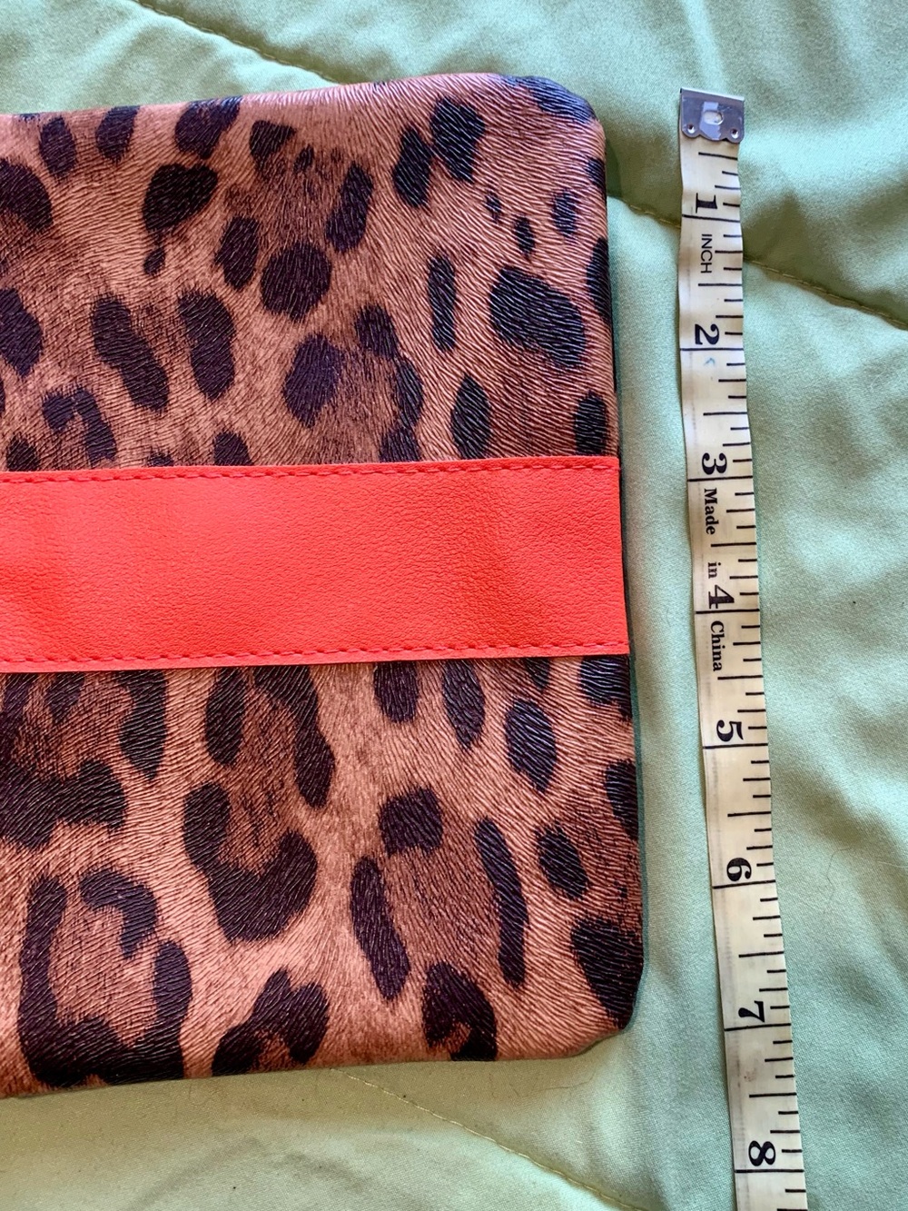 ipsy Leopard Print Wristlet with Coral Stripe Accent - Picture 4 of 6
